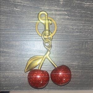 Gold and Red Cherry Keychain